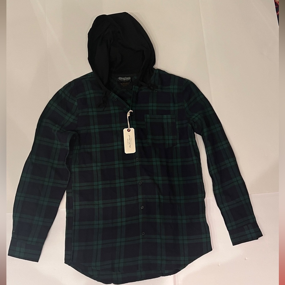 NWT Snoop Dogg Doggfather Hoody Hoodie Size S Green Black Plaid Shirt Cotton - Picture 2 of 4